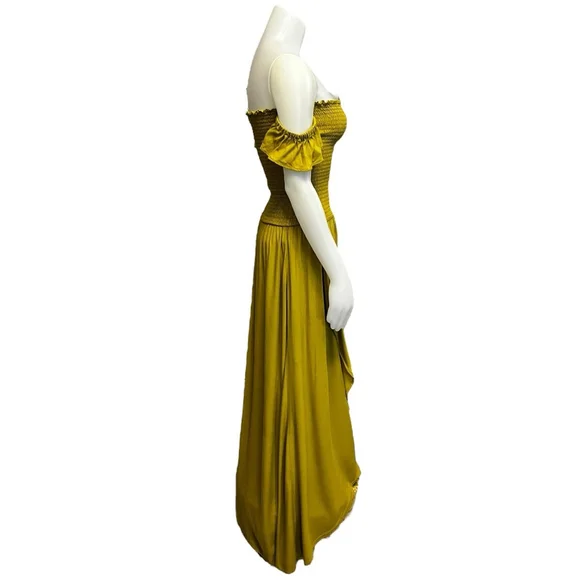 Young Fabulous & Broke Freida Off-the-shoulder Maxi Dress, M, Chartreuse Yellow - Picture 13 of 16